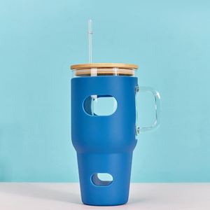 Gobelet en verre de 32 oz avec poignée et manchon en silicone pour les chauffeurs de VTC - Product Image 5