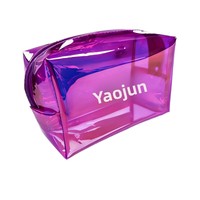 Sac cosmétique à fermeture éclair en PVC laser, pochette de toilette étanche, ultra légère, résistante à l'usure, étui de rangement de voyage