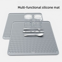 Tapis de séchage en silicone à motif vague, résistant à la chaleur, antidérapant, pour comptoir de cuisine, protection et égouttoir