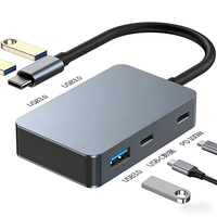 Hubs USB Portátiles 5 en 1 de Alta Calidad y Hub USB Multipuerto Tipo C de Aleación de Aluminio al por Mayor con 5 Puertos para Laptop