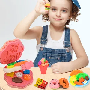 子供の教育手作りおもちゃ子供色泥粘土無毒型ツール粘土女の子ハンバーガーヌードルマシンおもちゃ