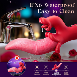 Jouets pour adultes pour femmes : Vibrateur 9 modes, Dildo, Jouet Rose, Lapin pour stimulation du point G et du clitoris, avec fonctions de léchage, de succion, de poussée et de vibration - Product Image 2