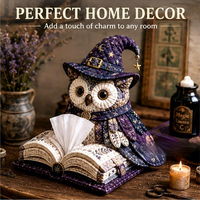 Porte-boîte à mouchoirs en forme de tasse à café Wise Owl de JIAYI, décoration vintage en patchwork matelassé, distributeur de mouchoirs mignon pour la maison et les cadeaux