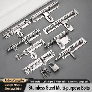 Heavy Duty Stainless Steel Barrel Bolt Security <b>Padlock</b> Latch Extra Long Slide Bolt for Outdoor Iron Gate Fence Warehouse Barn - Product Image 2