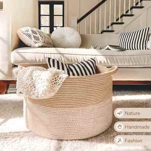 Cesto de Ropa para Bebé al por Mayor, Cesta de Algodón con Cuerda para Mantas, para Sala de Estar, Lavandería, Guardería, Almohadas, Juguetes de Bebé - Product Image 3