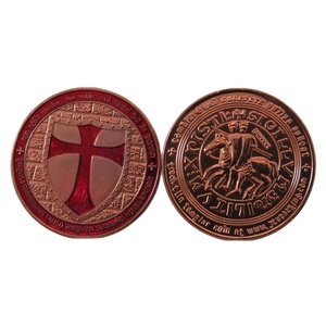 Moneda de cobre de 1 onza para <span class=keywords><strong>Caballeros</strong></span> Templarios, moneda redonda de cobre fino 999, en venta - Product Image 1