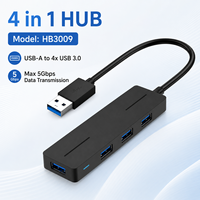 Hub USB 3.0 4 ports en gros, puce GL3510, 5 Gbit/s, haute vitesse, adaptateur d'extension de données multi-USB mince pour ordinateur portable et PC