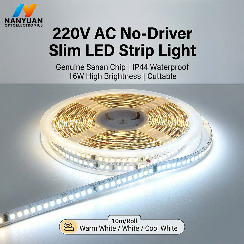 Luces Led Strip Lights Smart Strip Lights 220V Shock-proof Coating Ra98 High CRI 10W/m Sanan Chip IP44 10M Led Lights DDID
