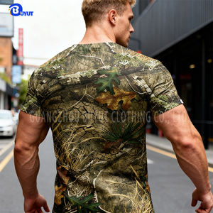 도매 폴리에스터 카모 티셔츠 리얼 트리 카모 사냥 티셔츠 현실적인 나무 위장 패턴 열전달 인쇄 셔츠 - Product Image 2