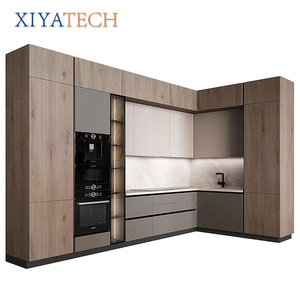Xiyatech hiện đại phong cách Châu Âu Modular tủ bếp với Acrylic Countertop Trắng sơn mài kết thúc cho căn hộ - Product Image 1