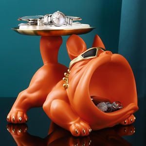 Nouveau design Cool bouledogue français majordome décor avec plateau grande bouche chien <span class=keywords><strong>Statue</strong></span> boîte de rangement Animal résine sculpture Figurine maison <span class=keywords><strong>déco</strong></span> - Product Image 2
