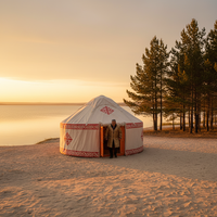 Tente de camping gonflable automatique de luxe en tissu Oxford imperméable, style kazakh, pour l'extérieur, quatre saisons, double couche, yurt de trekking avec poteaux à colonnes d'air
