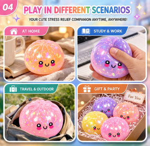 لعبة ضغط على شكل زلابية محشوة بالجل اللامع الناعم لتخفيف التوتر، مناسبة لعمر 14 سنة فما فوق، للجنسين، مع سلة بلاستيكية - Product Image 6