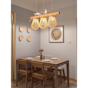 โคมไฟห้อยเพดานทรงนกสไตล์นอร์ดิกโมเดิร์นมินิมอล ทำจากไม้ไผ่สาน ขั้วหลอด E27 ประหยัดพลังงาน หลอดไฟ LED หัวเดียว เหมาะสำหรับร้านอาหาร ห้องน้ำชา โรงแรม - Product Image 3