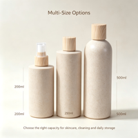 Distributeur de savon liquide en paille de blé 500 ml – Bouteille écologique et recyclable pour shampoing, gel douche et produits de soin