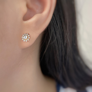 CANNER 18K Sunflower Inlaid 5A Cubic Zirconia <b>Stud</b> <b>Earrings</b> Jewelry S925 Sterling Silver Small Flower <b>Earrings</b> for Women <b>Girls</b> - Product Image 4