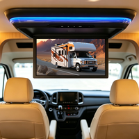 Écran de voiture pliable motorisé HD 15,6 pouces à bas prix, écran Android, éclairage LED, téléviseur de plafond, moniteur de toit de voiture pour camping-car, MVP, SUV