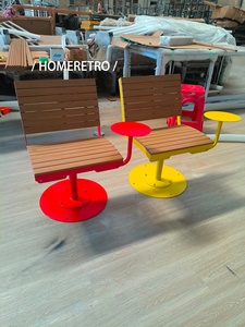 Chaise pivotante commerciale chaise en bois rotative extérieure moderne pour Cafe Hotel Plaza, siège de patio rotatif à 360 degrés avec accoudoir - Product Image 5