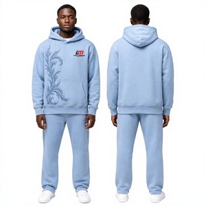 Chándal con Capucha Azul Claro para Hombre, Corte Regular, Sudadera de Algodón Sólido, Transpirable, Ligero, con Bolsillos Laterales, para Invierno - Product Image 4