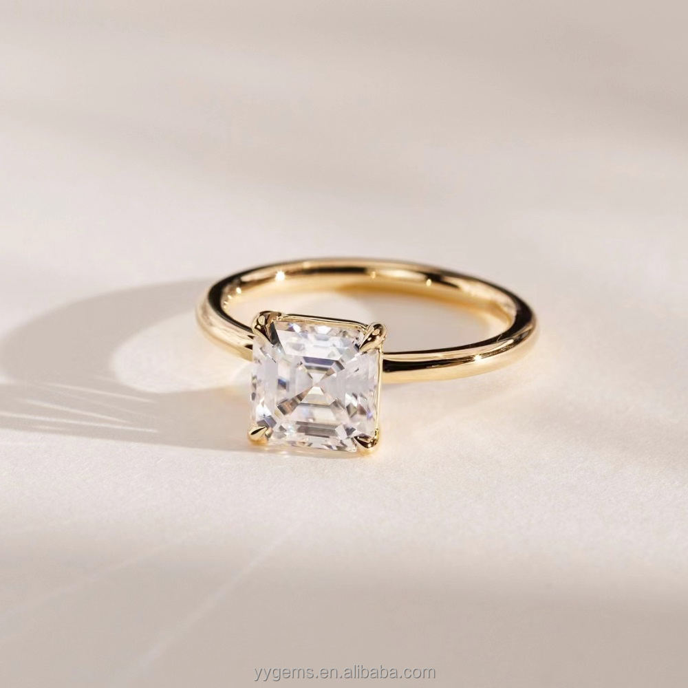 18K สีเหลือง-3CT Asscher ตัด