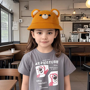 Diseño personalizado de lona de algodón niños gorras de verano sombreros <span class=keywords><strong>Kawaii</strong></span> diseñador de dibujos animados niños sombreros de cubo con logotipo - Product Image 3