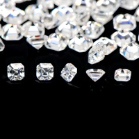 Laboratuvar Yapımı Asscher Kesim Mozanit Taşı 2-11mm DEF Renk VVS Renk Oyunu/Ateş Etkisi ile Takı Yapımı İçin Sertifikalı