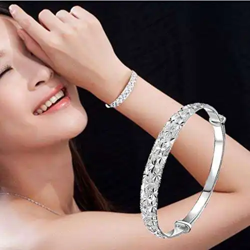 Pulseira de prata esterlina 925mm banhada a ródio para presente de joias finas com design exclusivo ajustável