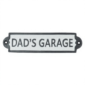 Plaque murale en fonte « Dads Garage », dernière nouveauté, en métal, faite à la main, personnalisable, décorative, pour porte ou mur. - Product Image 1