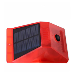 Alarme sonore et lumineuse à énergie solaire avec capteur infrarouge, dispositif d'avertissement de sécurité extérieur, corps en plastique de couleur rouge - Product Image 4