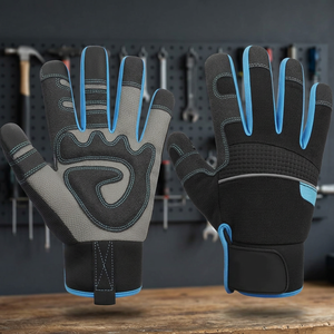 Gants de fitness à doigts entiers, noir et bleu, en cuir PU et maille, antidérapants, respirants, avec sangle de poignet réglable pour la musculation et la gym - Product Image 4