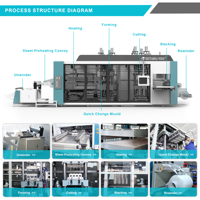 Volautomatische Multi-Stations Polypropyleen Plaat Plastic Platen Lade Thermovormende Machine