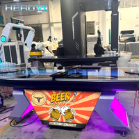 HEROVR Table de Beer Pong Modulaire en Acier Inoxydable avec LED 16 Couleurs, pour Jeu de Boissons Ludique en Club de Nuit et Pique-nique