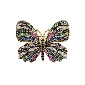 Broche de mariposa Vintage para mujer y niña, broche de estrás, cristal antiguo, forma de Animal, corsajes, bufanda, Clips, 2022 - Product Image 1