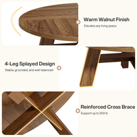 Table basse ronde de style Mid-Century Modern avec structure renforcée, table d'appoint centrale pour salon, mobilier pour hôtel, bureau, café