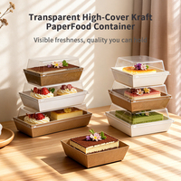 Boîte à lunch jetable en carton blanc biodégradable personnalisée en usine avec couvercle transparent en PET pour pâtisserie, gâteau, salade, emballage à emporter