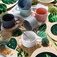 Özel Logo Minimalist Küçük Şirin 170 ml Seramik Kahve/Çay Kupası Nordik Mat Kaplama Mavi/Beyaz/Pembe BPA İçermez Bulaşık Makinesi/Mikrodalga Kullanımına Uygun
