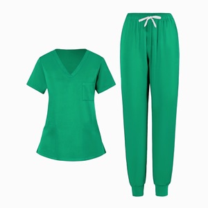 Women V-Neck <b>Scrub</b> Set Moisture Wicking Knitted Split Uniform Hospital Workwear <b>Clothes</b> Size S XXL - Product Image 4