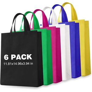 Sacs fourre-tout réutilisables en non-tissé, lot de 6, 11,81x14,96x3,94 po, avec logo personnalisé pour les achats professionnels - Product Image 1