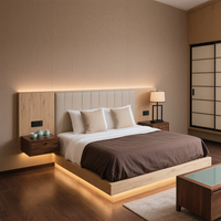 Ensemble de meubles de chambre à coucher en bois King Size moderne 3 4 5 étoiles Projet de meubles d'hôtel personnalisé Ensemble de meubles de chambre à coucher d'hôtel