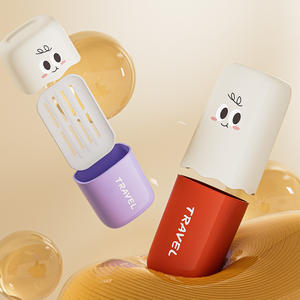 Estilo dos desenhos animados Suporte Escova Portátil Viagem com Copa Lavagem Novo Estilo Saboneteira e Creme Dental Caixa De Armazenamento Material Plástico - Product Image 2