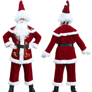Costume de Père Noël professionnel pour adultes, costume de Père Noël pour hommes, vêtements de Noël rouges de luxe pour adultes pour cosplay - Product Image 2