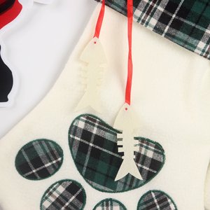 Nouvelle décoration de noël fournitures chien patte chaussettes dessin animé chat os cadeau chaussettes plaid cadeau sacs décoration de la maison - Product Image 4