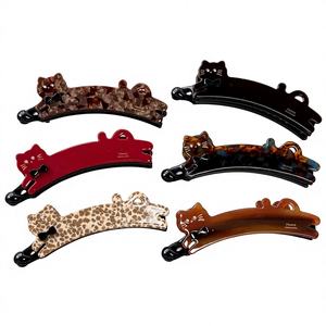 Pince à cheveux coréenne en forme de chat mignon et de banane, en acétate, pour femme, accessoire de mode pour les fêtes - Product Image 1