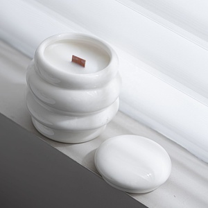Recipiente de Cerámica para Velas Aromáticas, Moderno y Minimalista, con Tapa, para Fabricación de Velas de Cera de Soja - Product Image 1