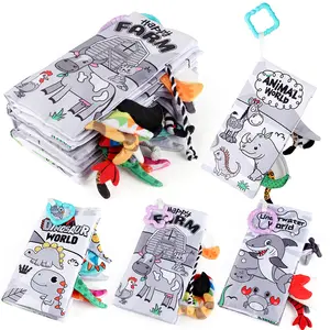 2023 New Arrival Infant Early Education Soft Washable Black and White Fabric Cloth Book Set Toys for Baby