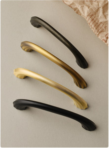 Brass Cabinet <b>Door</b> Handles for Kitchen Dresser Drawer Modern Minimalist Curved Design Durable Easy Installation - Product Image 2