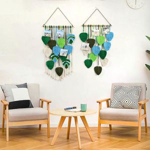 Tapiz de Pared de Macramé con Borlas de Hojas Tejidas Estilo Bohemio, Decoración Nórdica para el Hogar, Fondo Decorativo para Habitación - Product Image 2