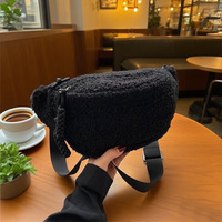 Sac banane et bandoulière en polaire douce et moelleuse Teddy Sherpa, couleur unie, personnalisable, pour le quotidien et l'extérieur