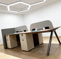 Mobilier de bureau moderne - Bureau informatique pour 4 personnes, table de travail en bois