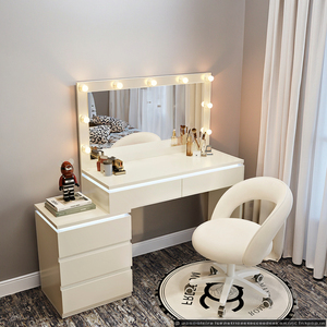 OEM Lumière d'ambiance <span class=keywords><strong>Coiffeuse</strong></span> Armoire de rangement Chambre à coucher Table de maquillage en bois massif <span class=keywords><strong>Coiffeuse</strong></span> avec miroir et éclairage - Product Image 2